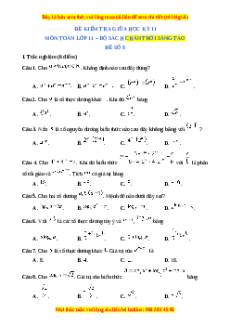 Đề thi giữa kì 2 Toán 11 Chân trời sáng tạo (Đề 8)