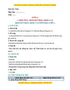 Giáo án Phép trừ trong phạm vi 6 (Tiếp theo) Toán lớp 1 Cánh diều
