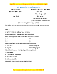 Đề thi giữa kì 2 Công nghệ lớp 4 Kết nối tri thức (Đề 3)