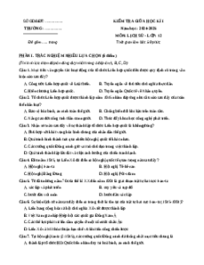 Đề thi giữa kì 1 Lịch sử 12 Chân trời sáng tạo 2024 (Đề 4)