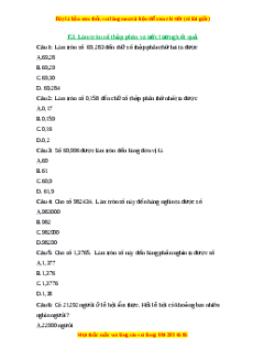 Trắc nghiệm Làm tròn số thập phân và ước lượng kết quả Toán 6 Chân trời sáng tạo