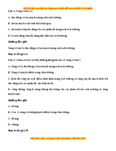 Trắc nghiệm Mô tả sóng Vật lí 11 Kết nối tri thức