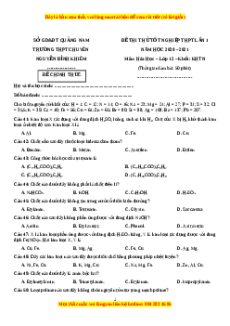 Đề thi thử Hóa Học trường Chuyên Nguyễn Bỉnh Khiêm lần 1 năm 2021