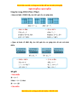 Giải Sgk Toán lớp 3 Bài 29: Nhân nhẩm, chia nhẩm (Chân trời sáng tạo)