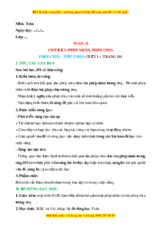 Giáo án Phép chia (tiếp theo) Toán lớp 2 Cánh diều