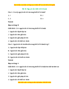 Trắc nghiệm Bài 20: Nguyên tắc thiết kế kĩ thuật