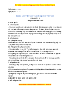 Giáo án Lực tiếp xúc và lực không tiếp xúc KHTN 6 Chân trời sáng tạo