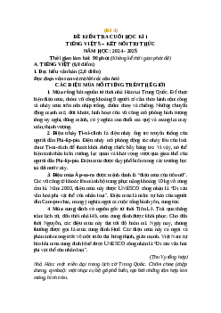 Đề thi cuối kì 1 Tiếng Việt lớp 5 Kết nối tri thức (Đề 4)