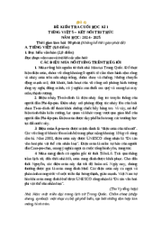 Đề thi cuối kì 1 Tiếng Việt lớp 5 Kết nối tri thức (Đề 4)