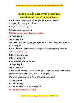 Trắc nghiệm Địa lí 7 Bài 17 Chân trời sáng tạo: Đặc điểm dân cư Trung và Nam Mỹ, văn đề đô thị hoá, văn hoá Mỹ Latinh