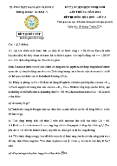Đề thi HSG Hóa học 10 Trường THPT Chuyên ĐHQG HN