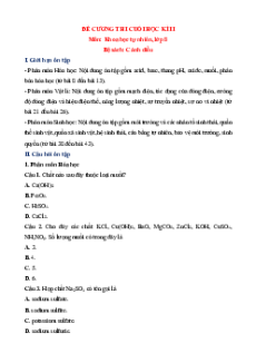 Đề cương ôn tập Cuối kì 2 Khoa học tự nhiên 8 Cánh diều Cấu trúc mới