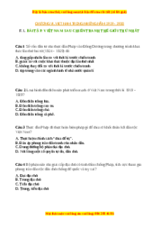 Trắc nghiệm Bài 14 Lịch sử 9: Việt Nam sau chiến tranh thế giới thứ nhất