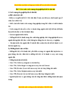 Lý thuyết Lịch sử 10 Kết nối tri thức Bài 7: Các cuộc cách mạng công nghiệp thời kì cận đại