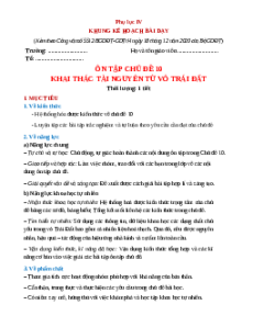 Giáo án Ôn tập chủ đề 10 Khoa học tự nhiên 9 Cánh Diều