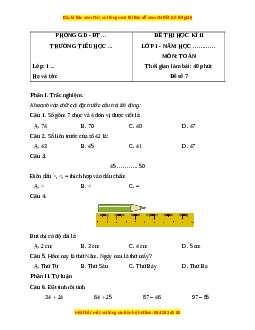 Đề thi cuối kì 2 Toán lớp 1 Kết nối tri thức (Đề 7)