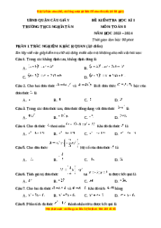 Đề thi cuối kì 1 Toán 8 Hà Nội trường THCS Nghĩa Tân