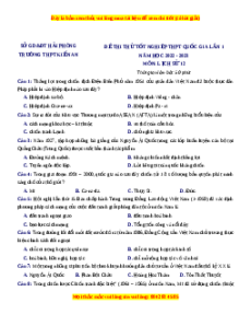 Đề thi thử Lịch sử trường Kiến An - Hải Phòng lần 1 năm 2023