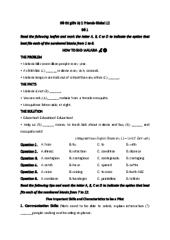 Bộ 5 đề thi giữa kì 2 Tiếng Anh 12 Friends global có đáp án