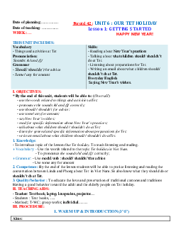 Giáo án Unit 6: Our Tet holiday Tiếng Anh 6 Global success