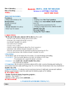 Giáo án Unit 6: Our Tet holiday Tiếng Anh 6 Global success