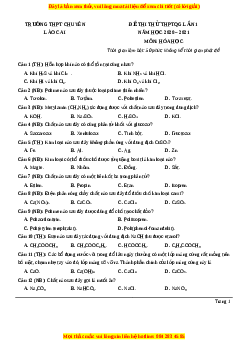 Đề thi thử Hóa Học trường Chuyên Lào Cai năm 2021