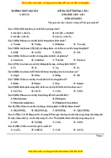 Đề thi thử Hóa Học trường Chuyên Lào Cai năm 2021
