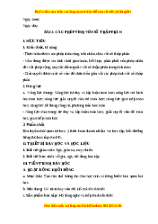 Giáo án Các phép tính với số thập phân Toán 6 Chân trời sáng tạo