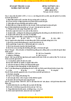 Đề thi thử Lịch sử trường Yên Thế - Bắc Giang lần 1 năm 2023