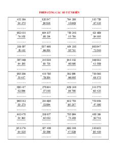 Phiếu rèn luyện kĩ năng tính toán lớp 4 (có lời giải)