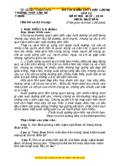 Đề thi thử tốt nghiệp Ngữ Văn trường THPT Cầm Bá Thước năm 2024