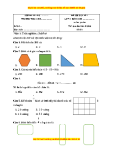 Đề thi cuối kì 1 Toán lớp 3 Cánh diều - Đề 9