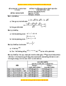 Đề thi vào 10 môn Toán tỉnh Cần Thơ (Hệ không chuyên) năm 2021