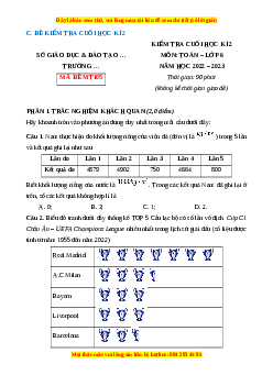 Đề thi cuối kì 2 Toán 6 Cánh diều (Đề 5)