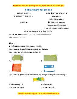 Đề thi cuối kì 2 Công nghệ lớp 4 Chân trời sáng tạo (Đề 2)