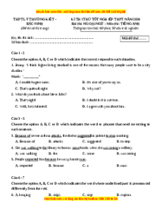 Đề thi thử tốt nghiệp Tiếng Anh trường THPT Lý Thường Kiệt - Bắc Ninh năm 2024