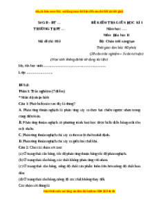 Đề thi giữa kì 1 Hóa Học 11 Chân trời sáng tạo (đề 3)