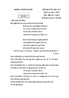 Đề thi giữa kì 1 Ngữ văn 9 Chân trời sáng tạo 2024 (Đề 6)