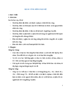 Giáo án Bài 16 Địa lí 9 Cánh diều: Vùng Đông Nam Bộ