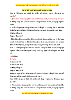 Trắc nghiệm Chủ đề 2 Bài 2: Đội ngũ từng người không có súng GDQP 10 Cánh diều