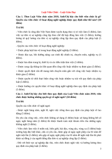 (Ôn thi Viên chức Mầm non) Câu hỏi tổng hợp Luật và Thông tư mới nhất