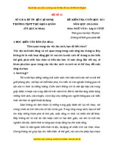 Đề thi cuối kì 1 Ngữ văn 11 Chân trời sáng tạo - Đề 12