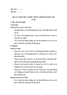 Giáo án Bài 17: Chăm sóc và bảo vệ sức khỏe tuổi dậy thì Khoa học lớp 5 Cánh diều