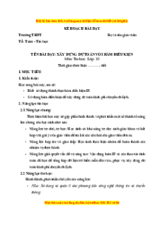 Giáo án CĐ Xây dựng dự toán với hàm kiểm Tin 10 Kết nối tri thức