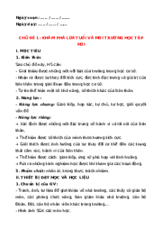 Giáo án HĐTN 6 Chân trời sáng tạo Chủ đề 1. Khám phá lứa tuổi và môi trường học tập mới