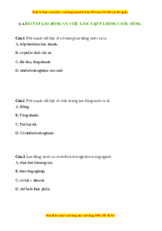 Trắc nghiệm Bài 4 Địa lí 9: Lao động và việc làm. Chất lượng cuộc sống