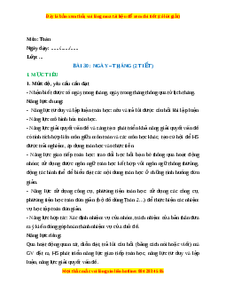 Giáo án Ngày - tháng Toán lớp 2 Kết nối tri thức