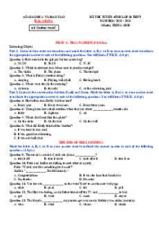 Đề thi vào 10 Tiếng Anh Tỉnh Bắc Giang năm 2023-2024