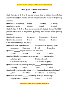 Đề thi giữa kì 2 Tiếng Anh 8 ilearn smart world (Đề 2)