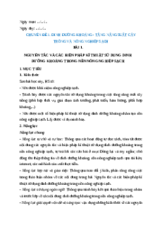 Giáo án chuyên đề Bài 1: Nguyên tắc và các biện pháp kĩ thuật sử dụng dinh dưỡng khoáng trong nền nông nghiệp sạch 11 Kết nối tri thức